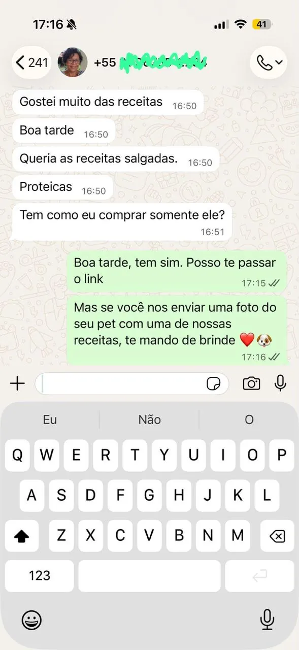 Depoimento de tutor no WhatsApp