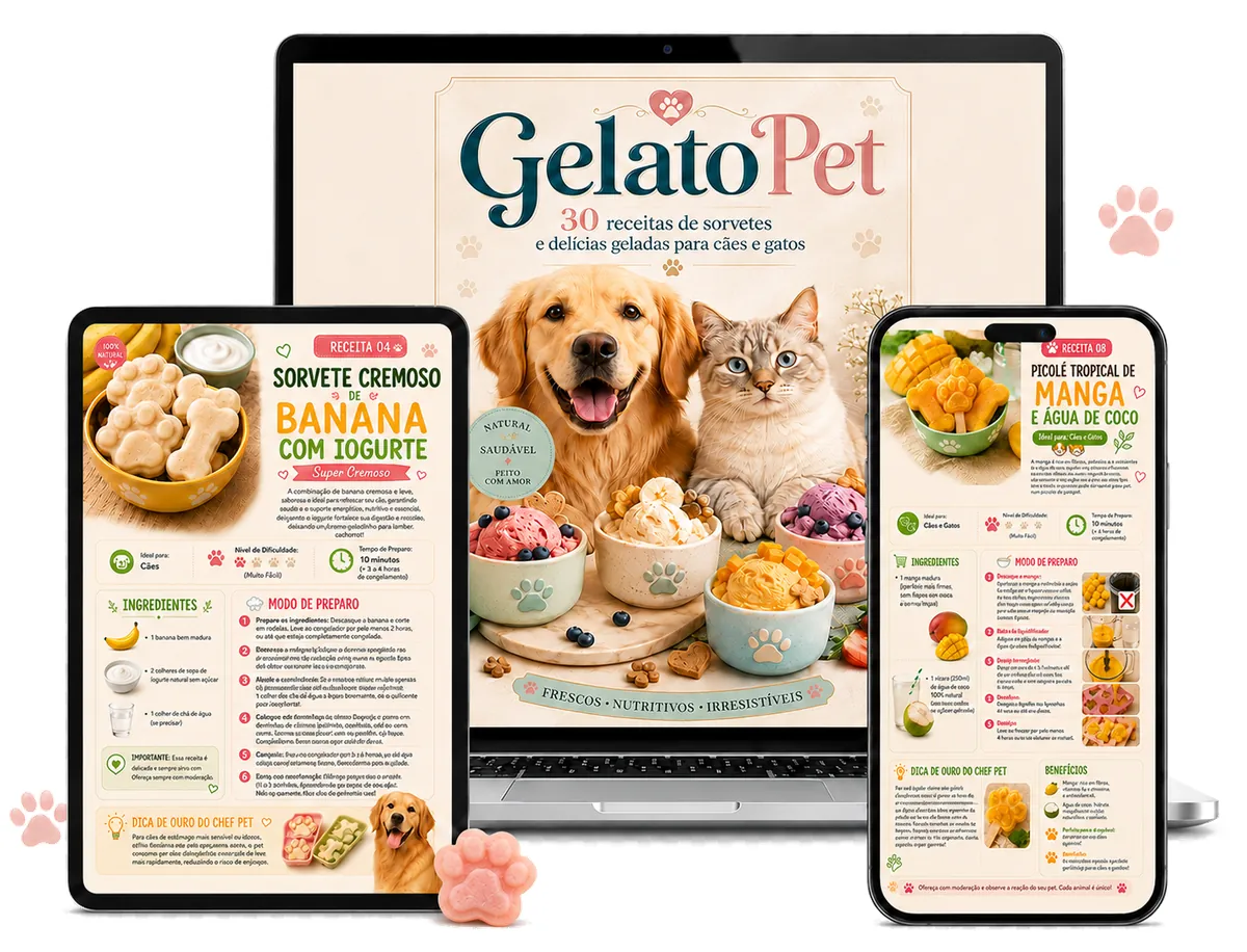 Gelato Pet exibido no celular, tablet e computador